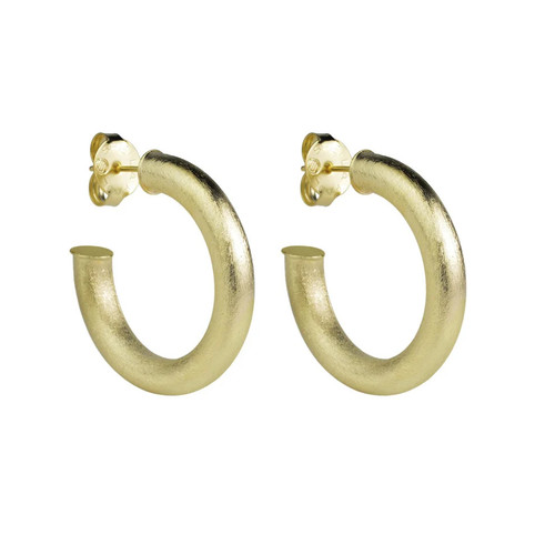 Thin Small Chantal Hoops - Brushed Gold